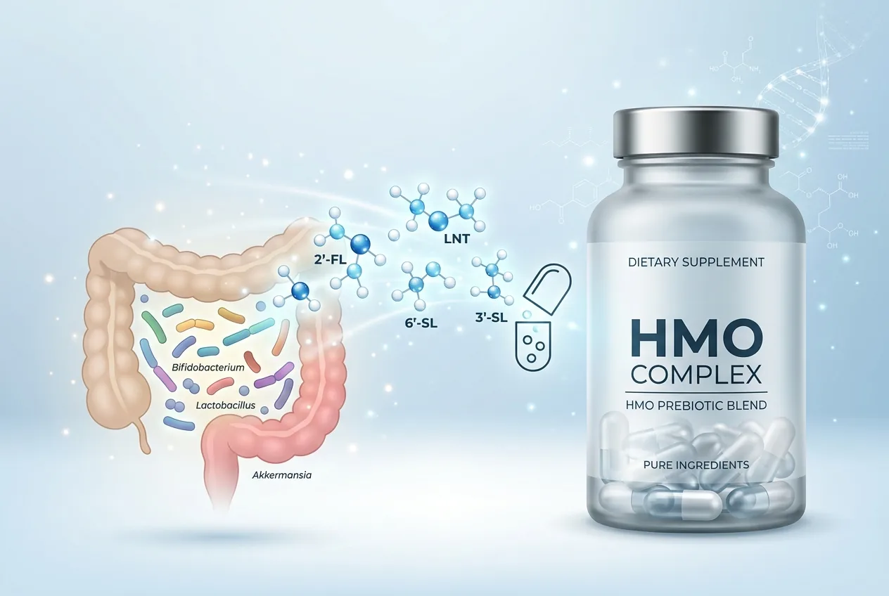 Dietary supplement capsules with HMO ingredients