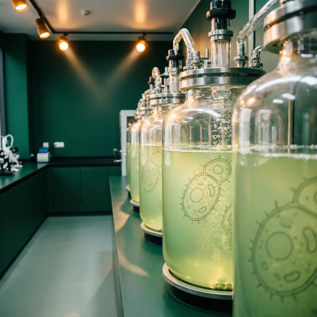 Fermentation bioreactors producing vegan glucosamine