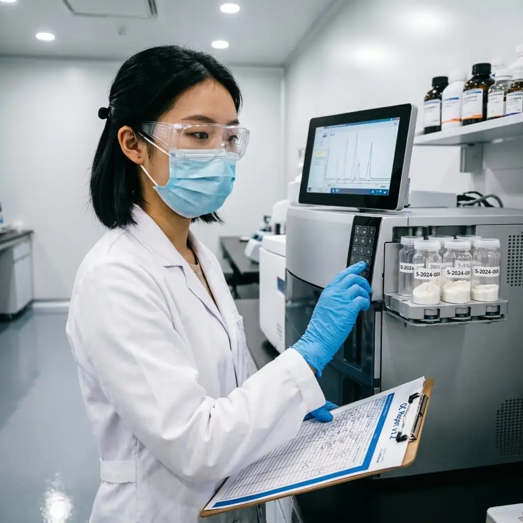 Quality control laboratory testing of NAD NMN raw material batches